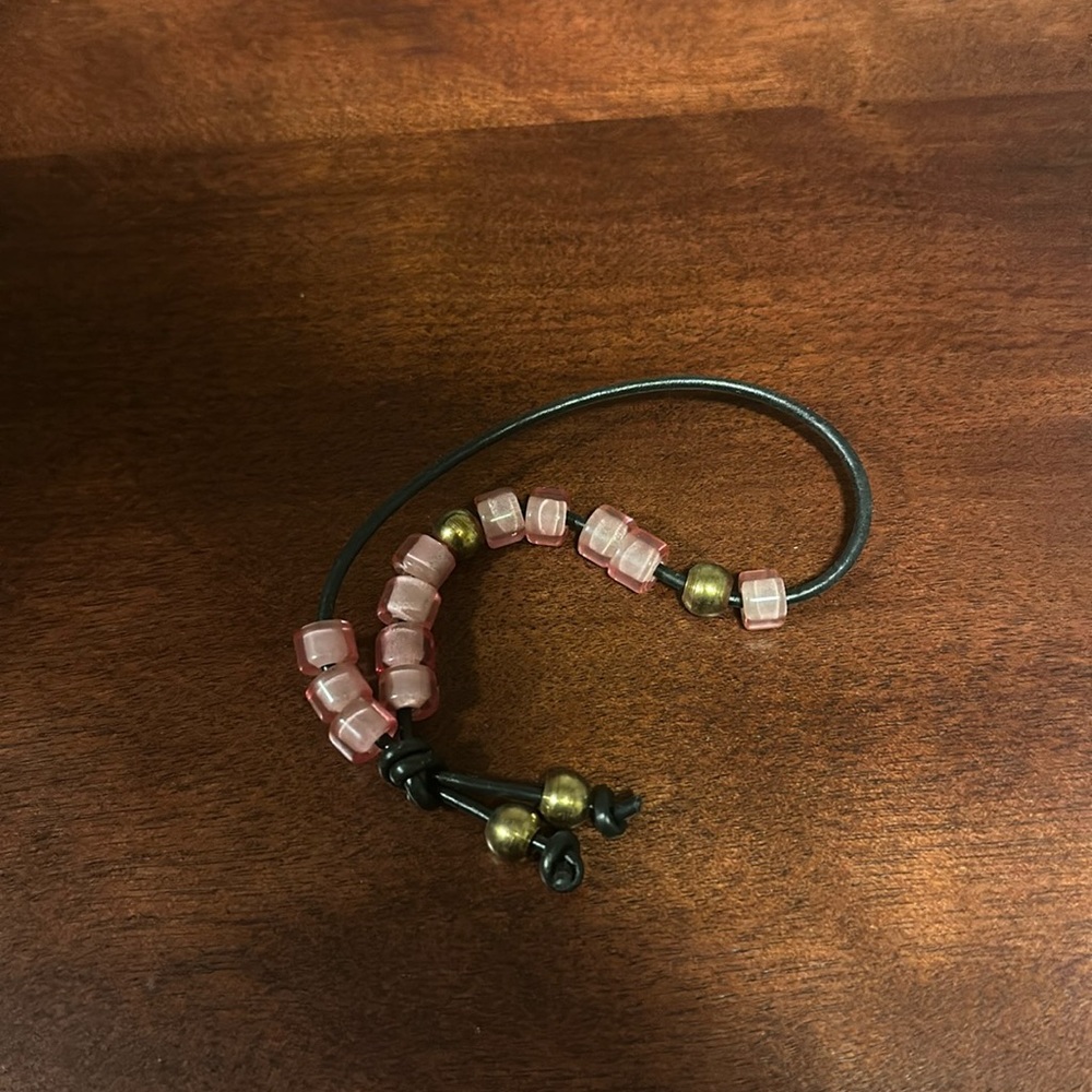 Black & Pink Handmade Beaded Bracelet